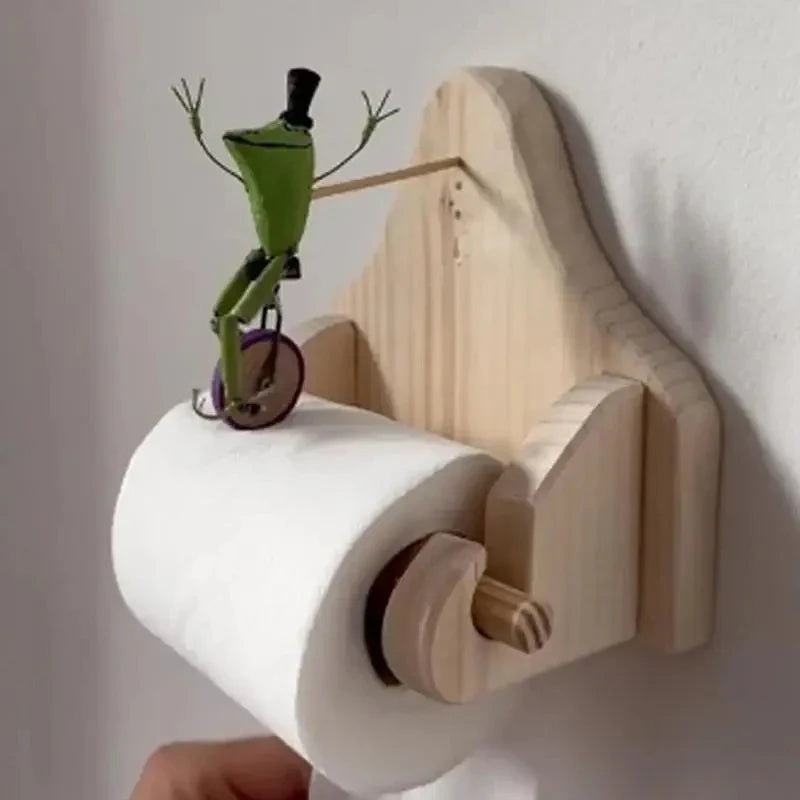 Kikker Toiletrolhouder van Hout