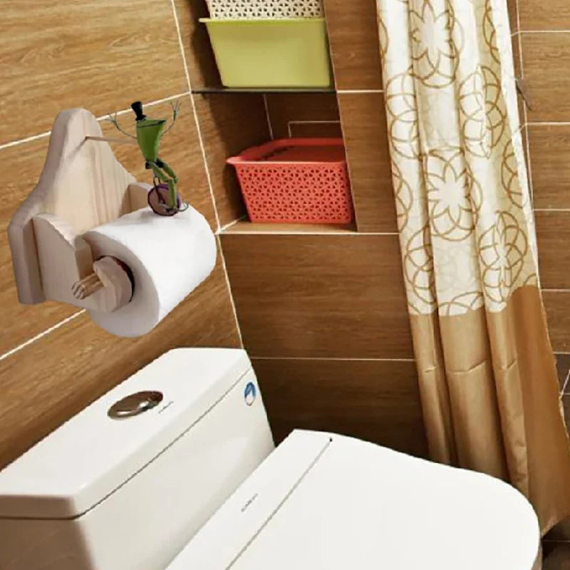 Kikker Toiletrolhouder van Hout