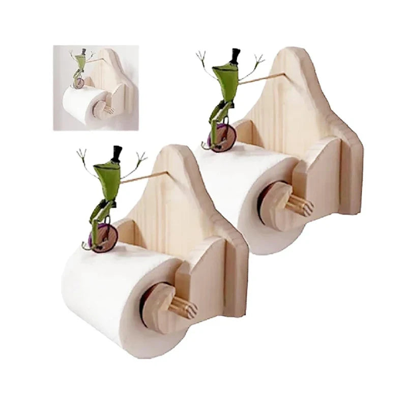 Kikker Toiletrolhouder van Hout
