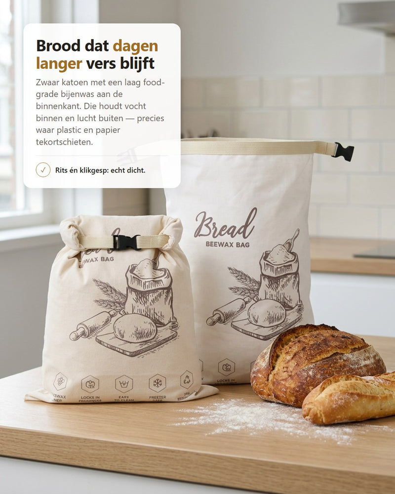 Bijenwas Broodzak — Brood Dagen Langer Vers, Zonder Plastic