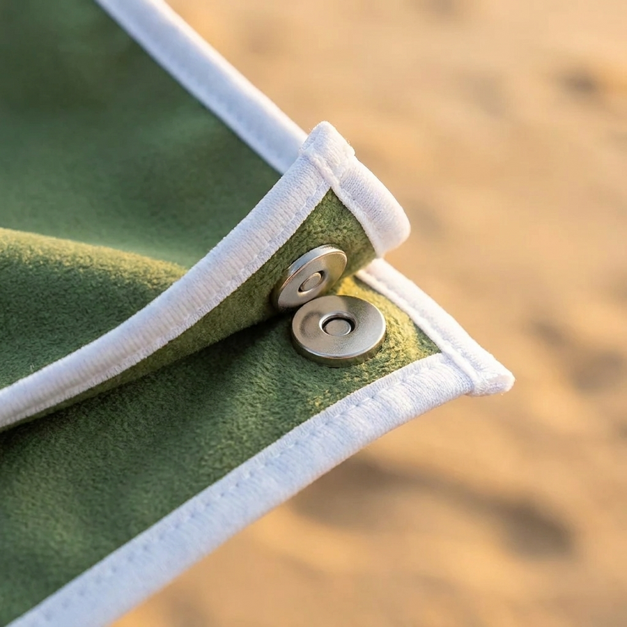 Close-up van de magnetische sluiting van de strandhanddoek