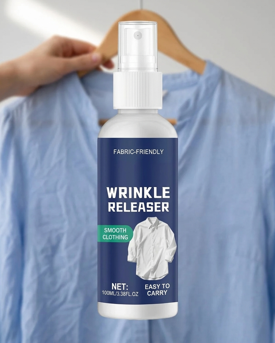Wrinkle Releaser - in gebruik op kreukelig overhemd