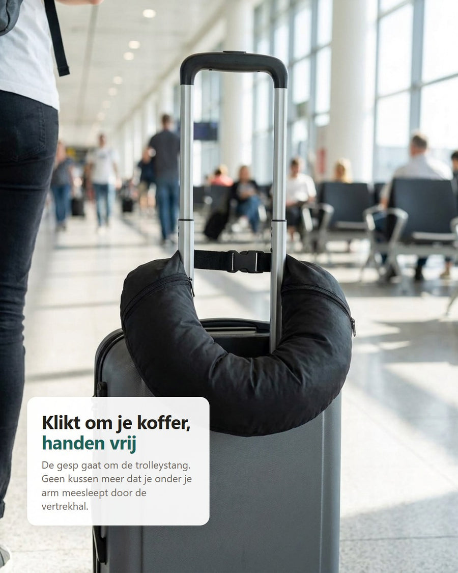 Reisnekkussen geklikt om de trolleystang