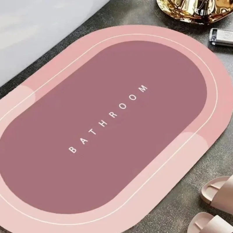 Coral fluweel badmat in roze met ingeweven BATHROOM design
