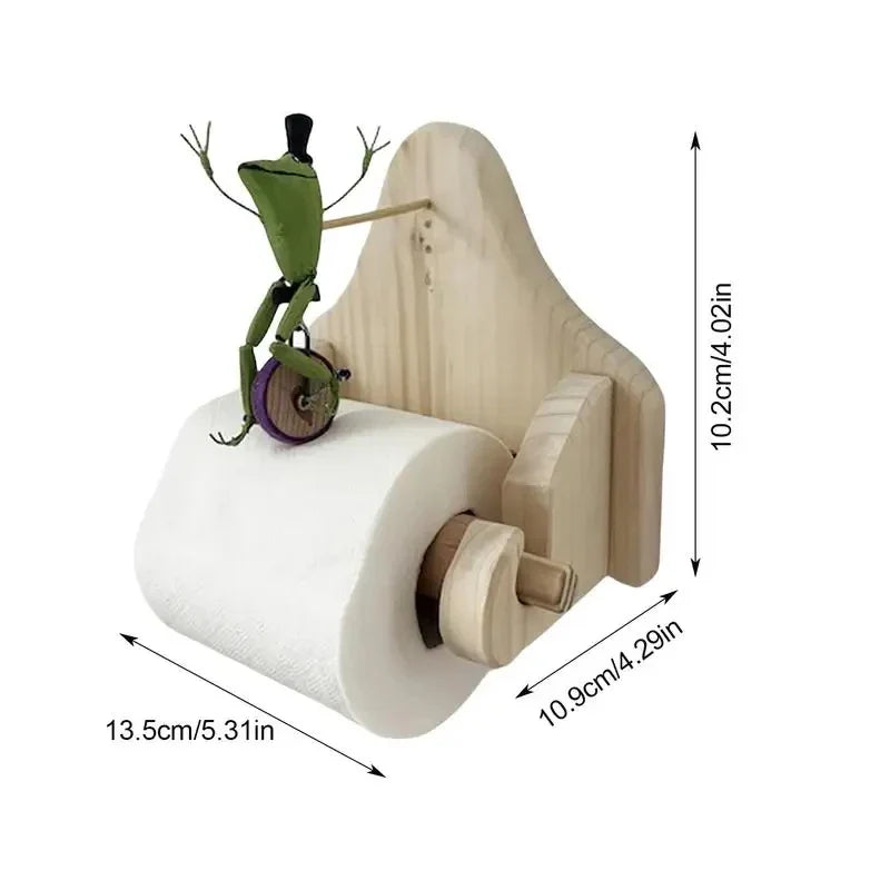 Kikker Toiletrolhouder van Hout