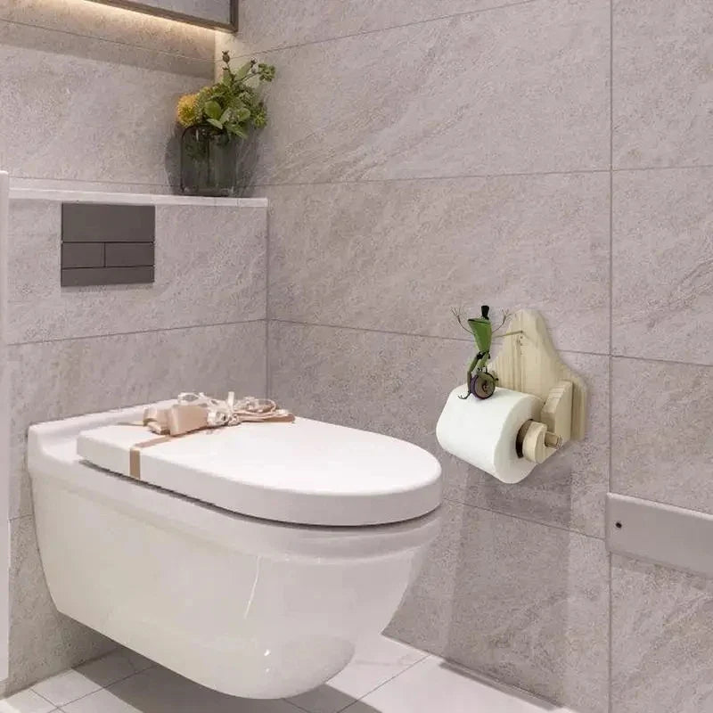Kikker Toiletrolhouder van Hout
