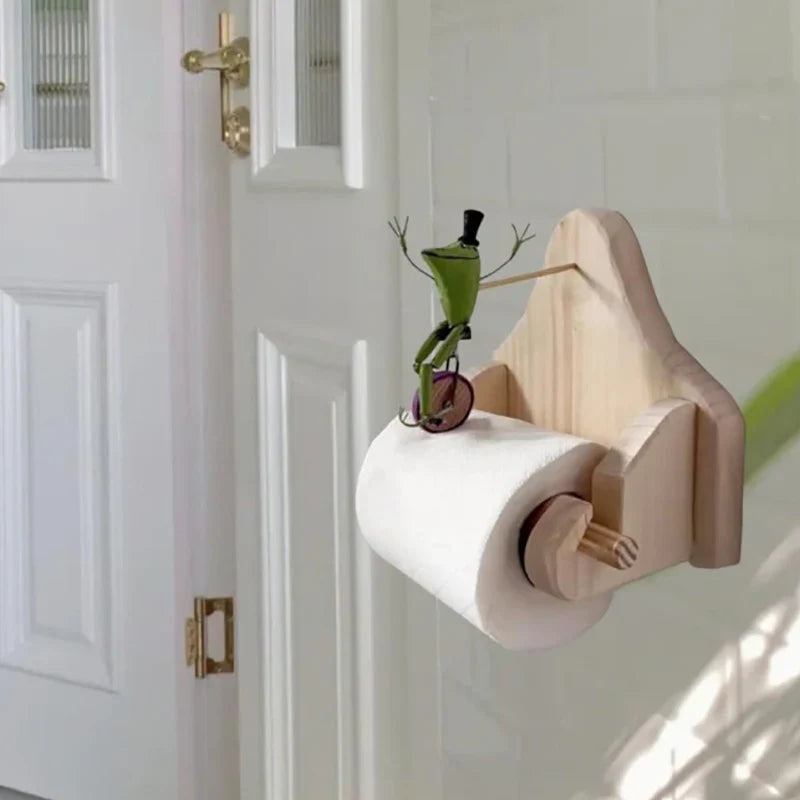 Kikker Toiletrolhouder van Hout
