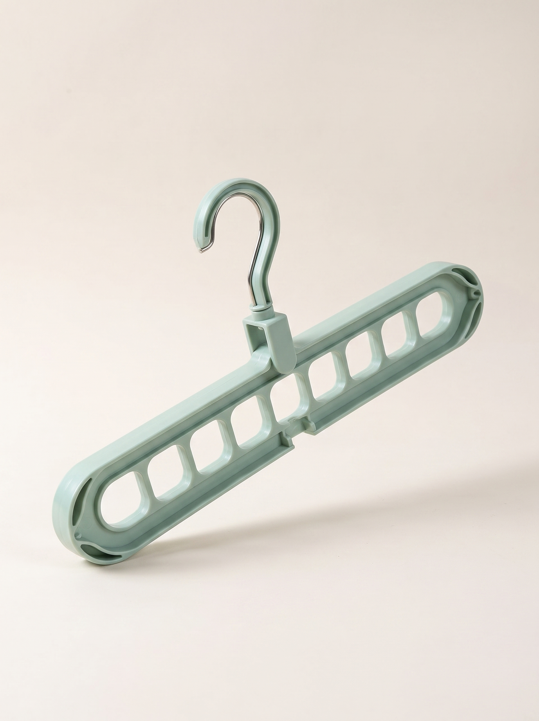 Ruimtebesparende kleerhanger met negen gaten, mintgroen