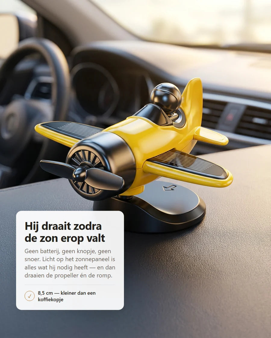 Solar Vliegtuig Dashboardornament — Draait op Zonlicht