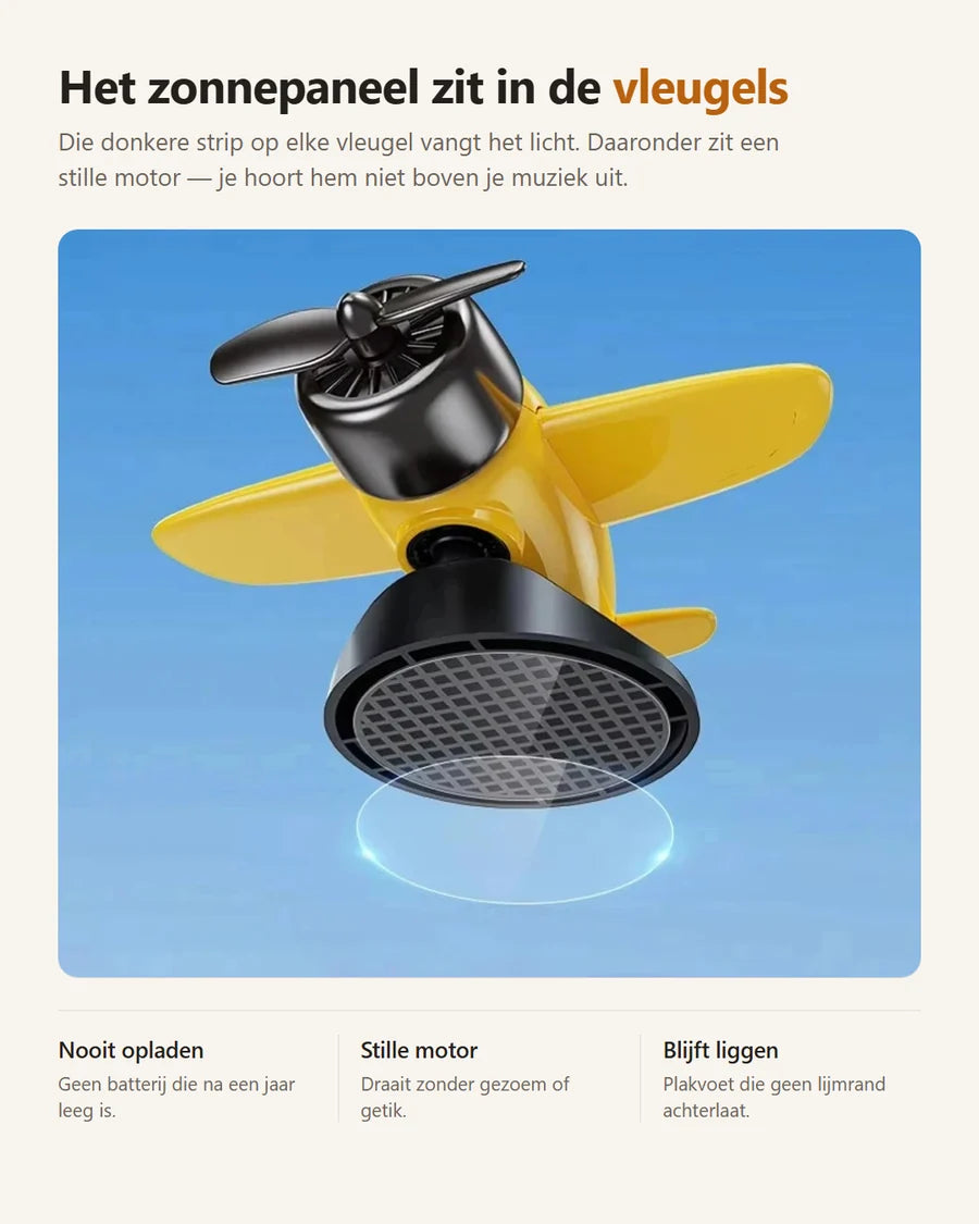 Solar Vliegtuig Dashboardornament — Draait op Zonlicht