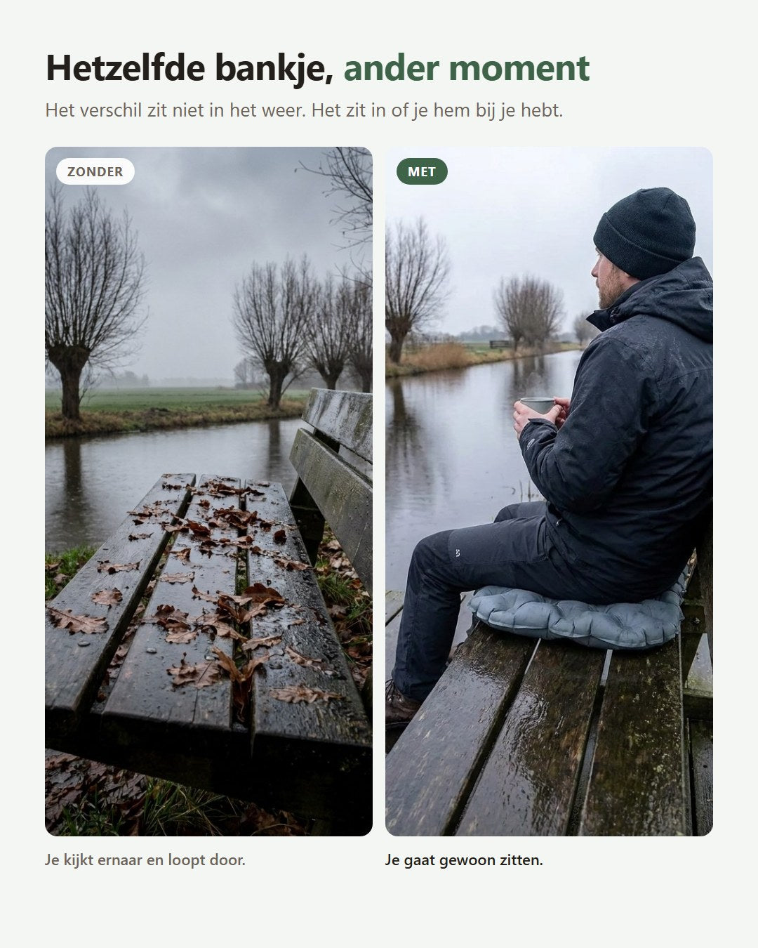 Opblaasbaar Zitkussen — Droog Zitten, Past In Je Broekzak